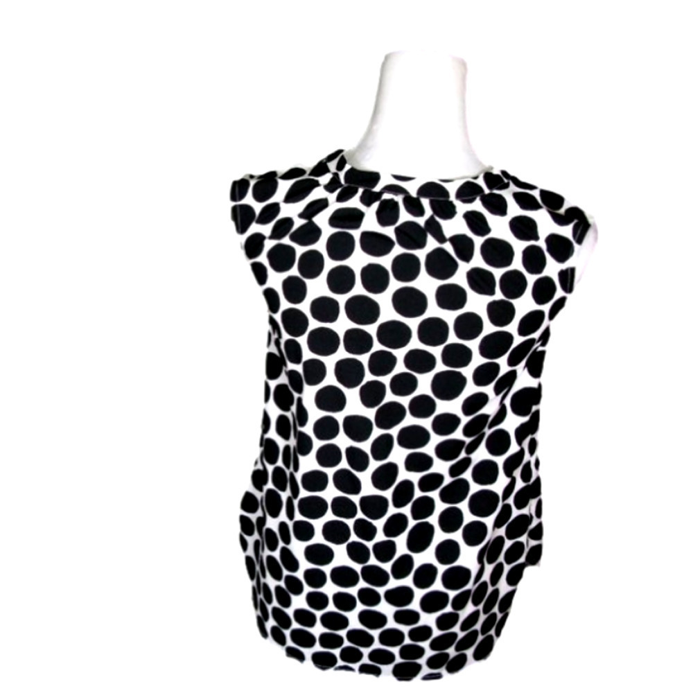 MERONA White/Black Polka Dot Sleeveless Blouse Size XS - Picture 4 of 5